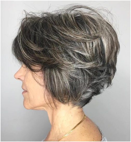 Hairstyles Black-Grey with Silver Sweeping