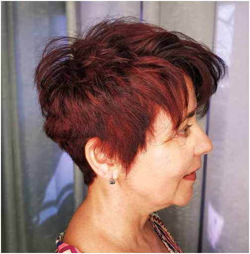 Hairstyles Pixie Layered Crimson for Mature Women