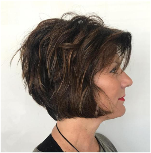 Hairstyles Rich Brown Bob with subtle lights