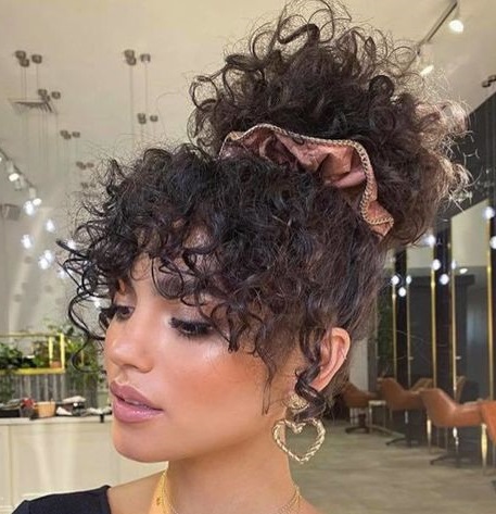 Updo With Curly Bangs
